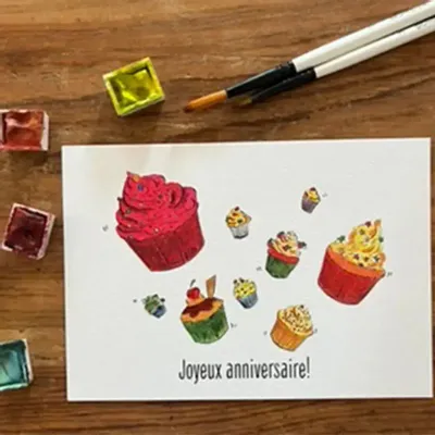 Card shop - Birthday postcard - Cup Cake - POP ET SES FRÈRES