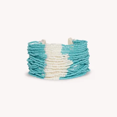 Bijoux - Bracelet ajustable multirangs blanc et bleu - Manitoba - NATURE BIJOUX