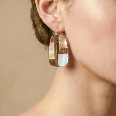 Jewelry - Rectangular french hook earrings - Kamakura - NATURE BIJOUX