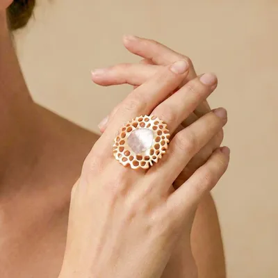 Jewelry - XL adjustable Y-MOP ring - Corallium - NATURE BIJOUX