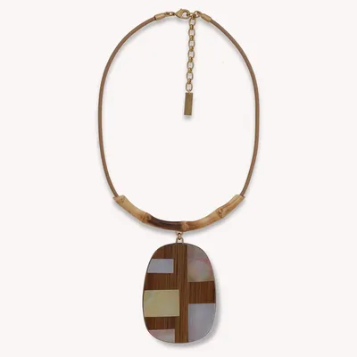 Jewelry - Plastron necklace with bamboo & shell pendant - Kamakura - NATURE BIJOUX