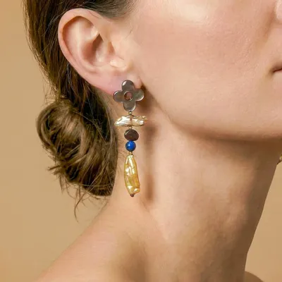 Bijoux - Boucles d'oreilles poussoir pampilles perles - Montmartre - NATURE BIJOUX