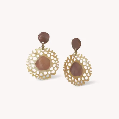Jewelry - XL golden MOP post earrings - Corallium - NATURE BIJOUX