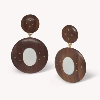 Jewelry - Post earrings with 2 wood discs - Oman - NATURE BIJOUX