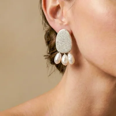 Jewelry - Clip earrings with 3 FWP dangles - Bora Bora - NATURE BIJOUX