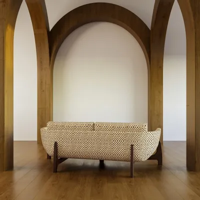 Sofas for hospitalities & contracts - Oscar Wood 3-seater Sofa, seat fabric COM/COL &  frame Mahogany Wood - DUISTT