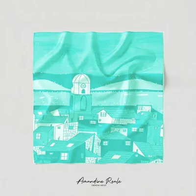 Scarves - SILK SCARF - ICONIC SAINT-TROPEZ - Acidic Turquoise - CREATIVE ARTIST