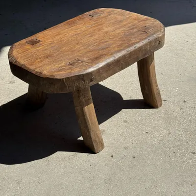 Tabourets - Petit stool, tabouret d'appoint en teck massif ovale wabi-sabi H25 - OFFICE OBJETS