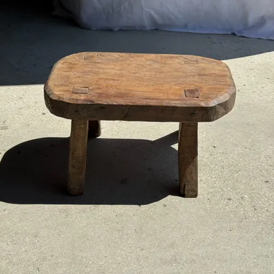 Tabourets - Petit stool, tabouret d'appoint en teck massif ovale wabi-sabi H25 - OFFICE OBJETS