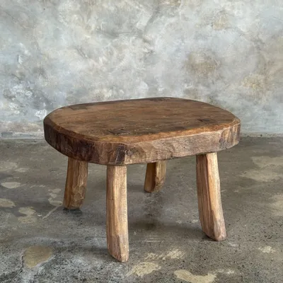 Tabourets - Petit stool, tabouret d'appoint en teck massif ovale assise bicolore - OFFICE OBJETS