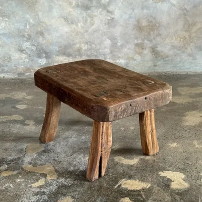 Tabourets - Petit stool, tabouret d'appoint en teck massif rectangulaire arrondi - OFFICE OBJETS