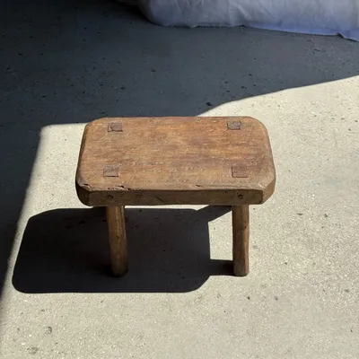 Tabourets - Petit stool, tabouret d'appoint en teck massif rectangulaire arrondi - OFFICE OBJETS