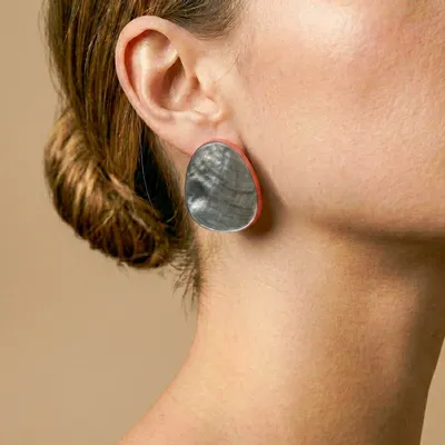Bijoux - Boucles d'oreilles clips nacre noire - Sumida - NATURE BIJOUX