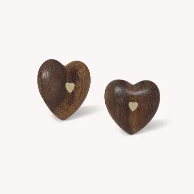 Bijoux - Boucles d'oreilles clips coeur bois de roblès - Wild Heart - NATURE BIJOUX