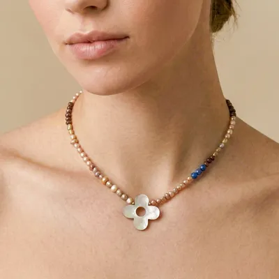 Bijoux - Collier simple pendentif nacre brune - Montmartre - NATURE BIJOUX