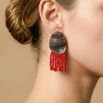 Bijoux - Boucles d'oreilles clips pampilles rouges - Sumida - NATURE BIJOUX