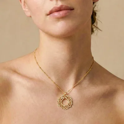 Bijoux - Collier petit pendentif anneau nacre dorée - Corallium - NATURE BIJOUX