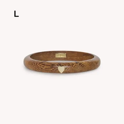 Bijoux - Bracelet rigide petit coeur nacre dorée L - Wild Heart - NATURE BIJOUX