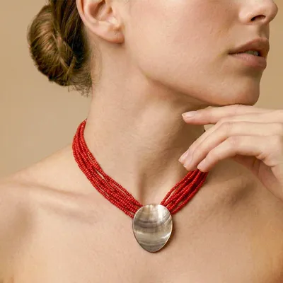 Bijoux - Collier court pendentif nacre noire - Sumida - NATURE BIJOUX