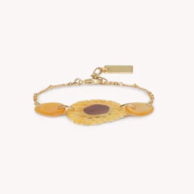 Bijoux - Bracelet ajustable 3 éléments nacre dorée - Corallium - NATURE BIJOUX