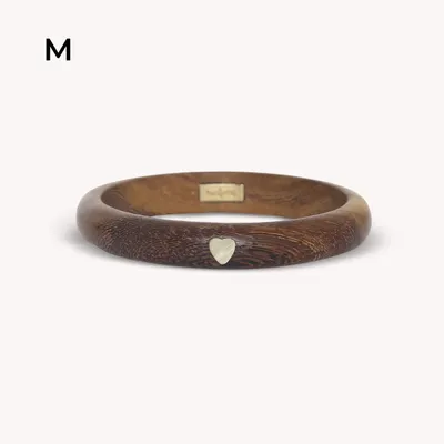 Bijoux - Bracelet rigide petit coeur nacre dorée M - Wild Heart - NATURE BIJOUX