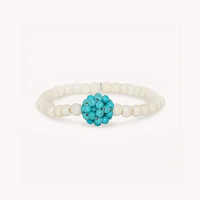 Bijoux - Bracelet extensible boule tissée bleue - Manitoba - NATURE BIJOUX
