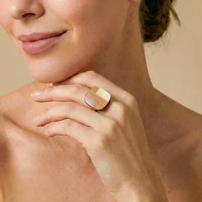 Bijoux - Bague ajustable carré petit modèle - Kamakura - NATURE BIJOUX