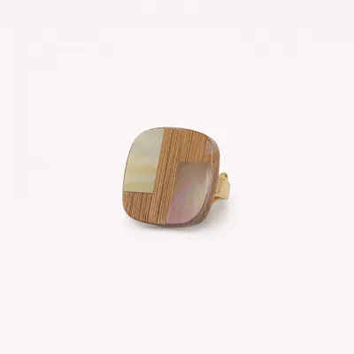 Bijoux - Bague ajustable carré petit modèle - Kamakura - NATURE BIJOUX
