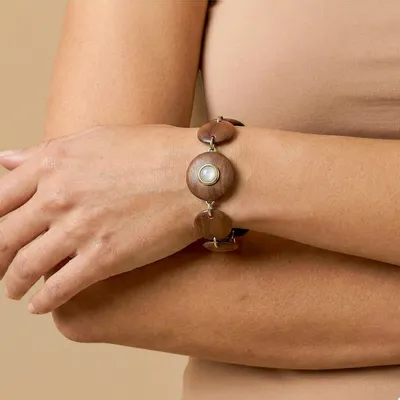 Bijoux - Bracelet ajustable 7 éléments bois - Oman - NATURE BIJOUX