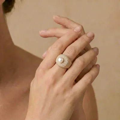 Bijoux - Bague sable et perle T58 - Bora Bora - NATURE BIJOUX