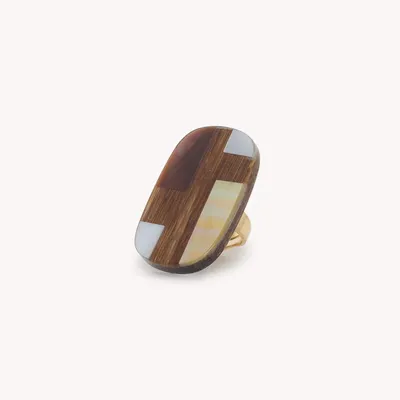 Bijoux - Bague ajustable rectangulaire - Kamakura - NATURE BIJOUX