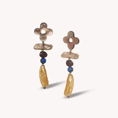 Bijoux - Boucles d'oreilles poussoir pampilles perles - Montmartre - NATURE BIJOUX