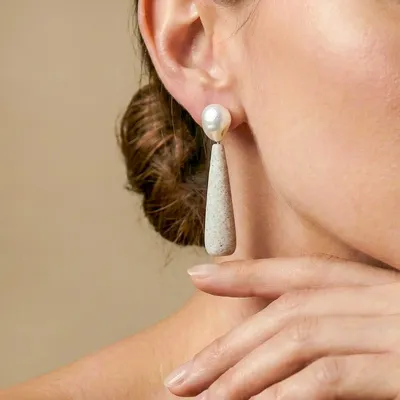 Bijoux - Boucles d'oreilles poussoir goutte sable - Bora Bora - NATURE BIJOUX