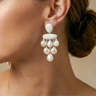Bijoux - Boucles d'oreilles poussoir gitanes pampilles perles d'eau douce - Bora Bora - NATURE BIJOUX