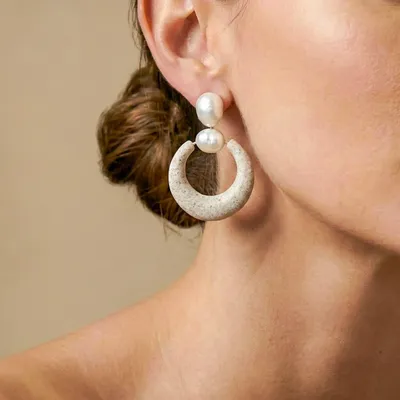 Bijoux - Boucles d'oreilles poussoir anneau sable - Bora Bora - NATURE BIJOUX