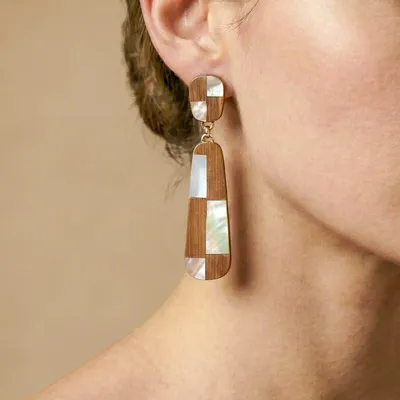 Bijoux - Boucles d'oreilles poussoir 2 éléments longues - Kamakura - NATURE BIJOUX