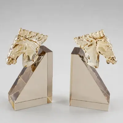 Objets de décoration - SERRE-LIVRES TETES DE CHEVAL EN CRISTAL AMBRE - FANCY