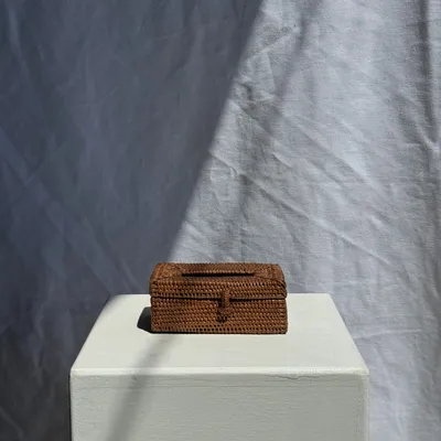 Objets de décoration - Petite boîte à mouchoirs en rotin artisanale indonésienne H8 13x5 - OFFICE OBJETS