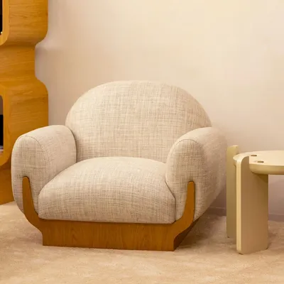 Sofas for hospitalities & contracts - COPACABANA Armchair upholstered COM Option - Natural Oak Base - DUISTT