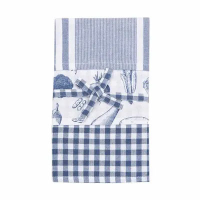 Torchons textile - TORCHON DE CUISINE RECYCLÉ LINNEA, 3-PACK, GRIS BLEU/BLANC 50x70cm - BY WILLE