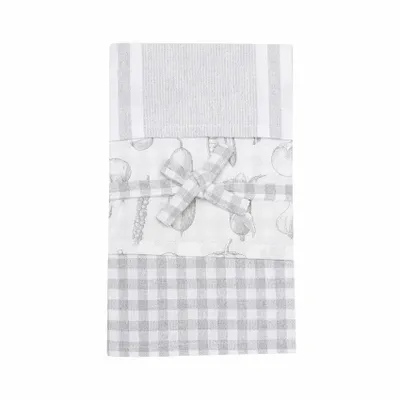 Torchons textile - TORCHON DE CUISINE RECYCLÉ LINNEA, 3-PACK, GRIS CLAIR/BLANC 50x70cm - BY WILLE