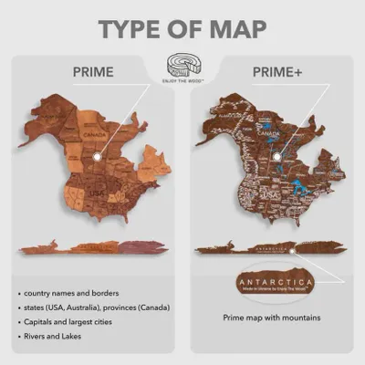 Autres décorations murales - Carte du Monde en Bois 3D LED 3.0 Prime Plus Chêne L UE Droite - ENJOY THE WOOD