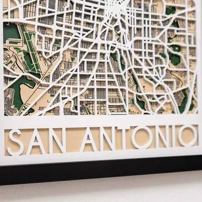 Other wall decoration - 3D City Map 3.0 San Antonio L Black Frame - ENJOY THE WOOD