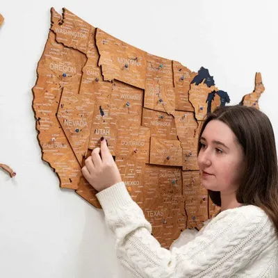 Other wall decoration - Wooden 3d Map of USA - Oak S Prime - ENJOY THE WOOD