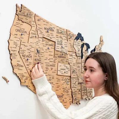 Other wall decoration - Wooden 3d Map of USA - Gold S Prime - ENJOY THE WOOD