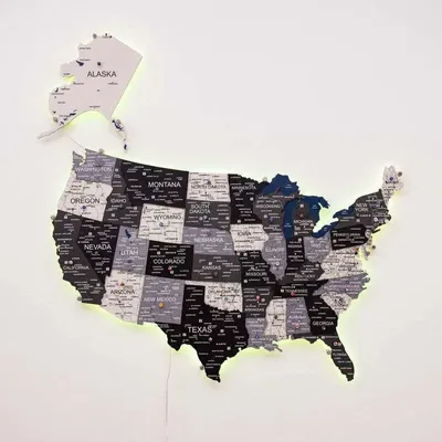 Other wall decoration - Wooden 3d LED 3.0 Map of USA - Nordik S Prime Plus EU - ENJOY THE WOOD