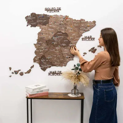 Other wall decoration - Wooden Map of Spain – Dark Walnut S Prime - ENJOY THE WOOD