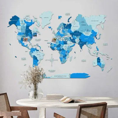 Autres décorations murales - Carte du Monde en Bois 2D Azure S - ENJOY THE WOOD