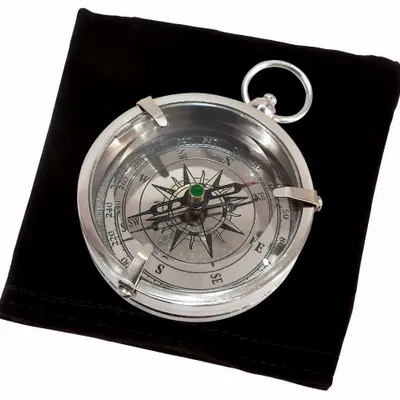 Decorative objects - Starwind compass with velvet pouch nickel finish, diam. 2"1/4 - TRADE WINDS