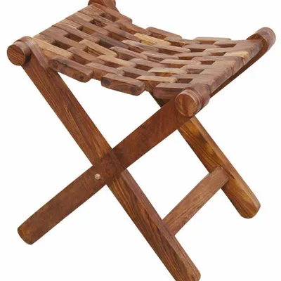 Stools - Folding stool in Sheesham, 19"x15"xH.18" - TRADE WINDS